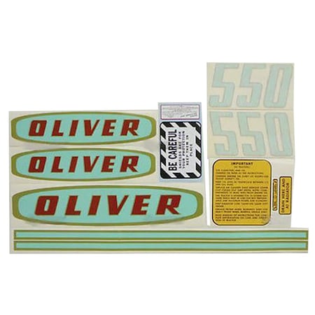 Aftermarket Green and Gold Decal Set for Oliver 550 Gas Tractor MAE30-0068